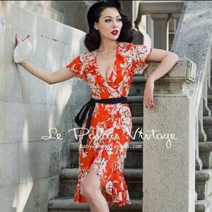 Women's Floral Dress - Red and White